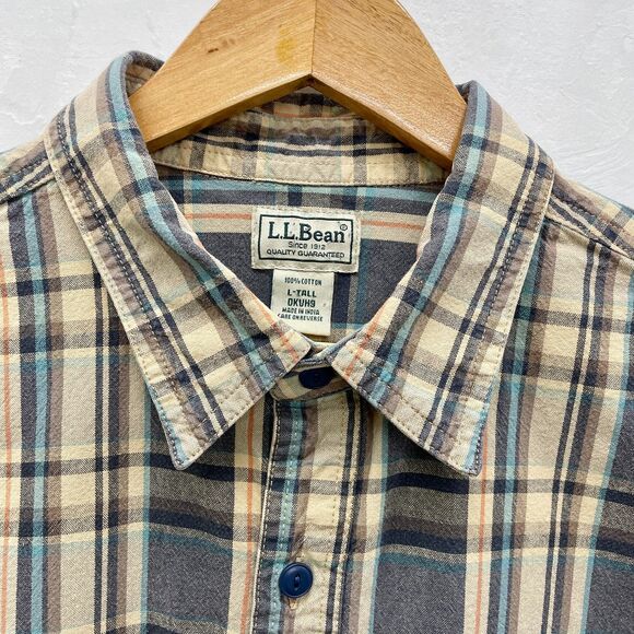 Vintage LL Bean Mens Plaid Button Down Shirt Large Tall Vintage Plaid Mens Shirt - Picture 4 of 15